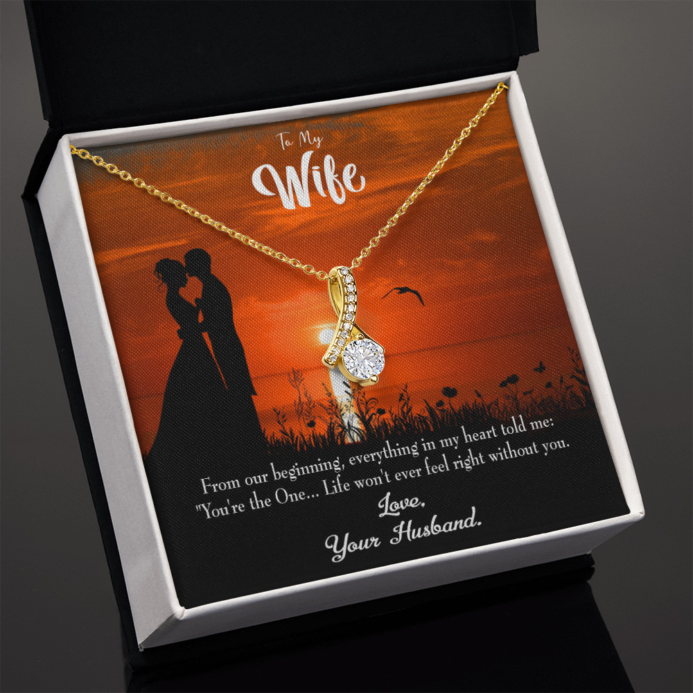 To My Wife You're the One! Alluring Ribbon Necklace Message Card-Express Your Love Gifts