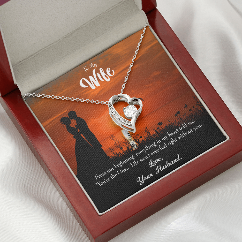 To My Wife You're the One! Forever Necklace w Message Card-Express Your Love Gifts