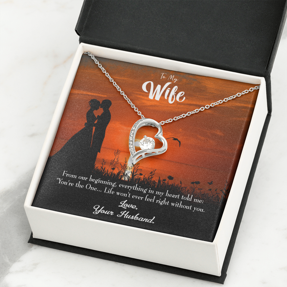 To My Wife You're the One! Forever Necklace w Message Card-Express Your Love Gifts