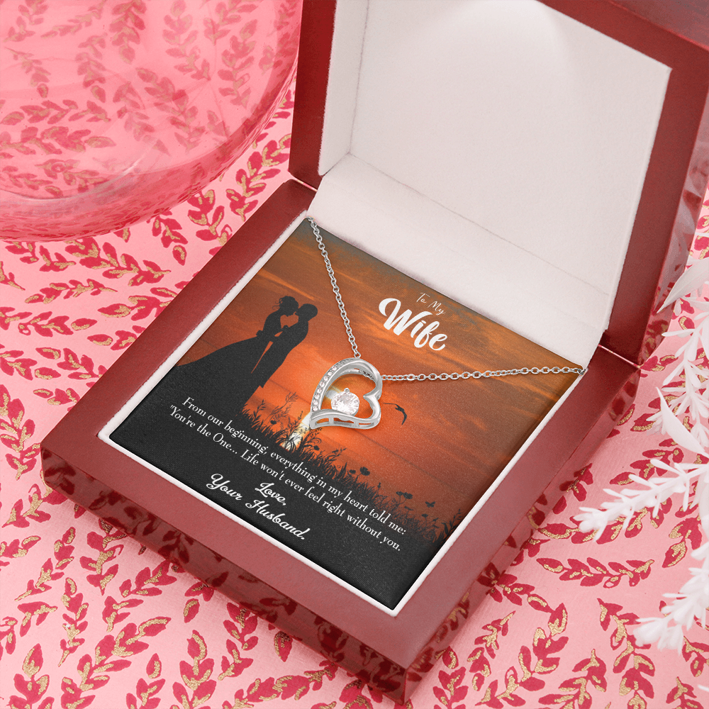 To My Wife You're the One! Forever Necklace w Message Card-Express Your Love Gifts