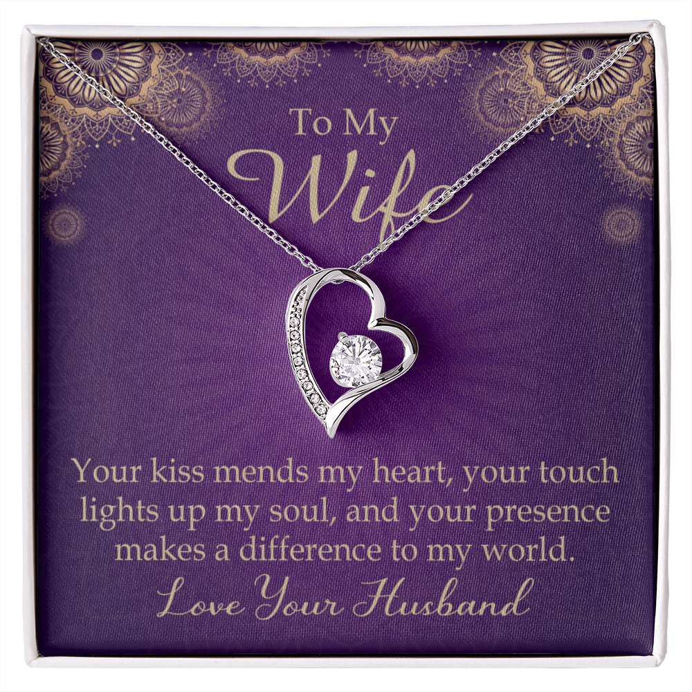 To My Wife Your Kiss Mends My Heart Forever Necklace w Message Card-Express Your Love Gifts