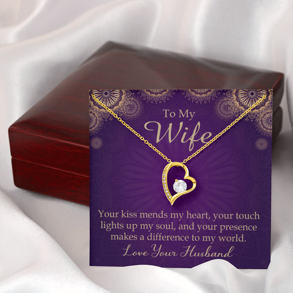 To My Wife Your Kiss Mends My Heart Forever Necklace w Message Card-Express Your Love Gifts