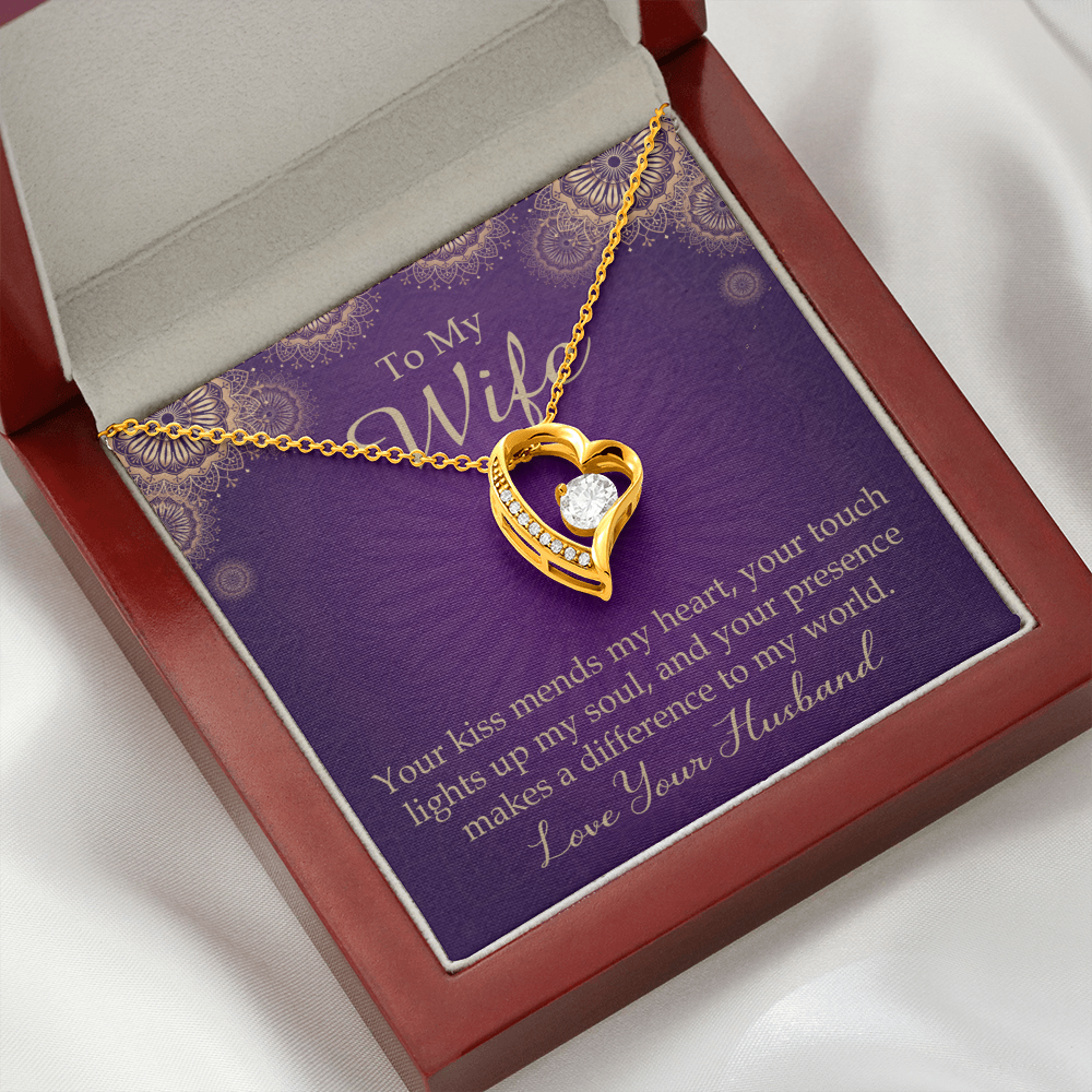 To My Wife Your Kiss Mends My Heart Forever Necklace w Message Card-Express Your Love Gifts