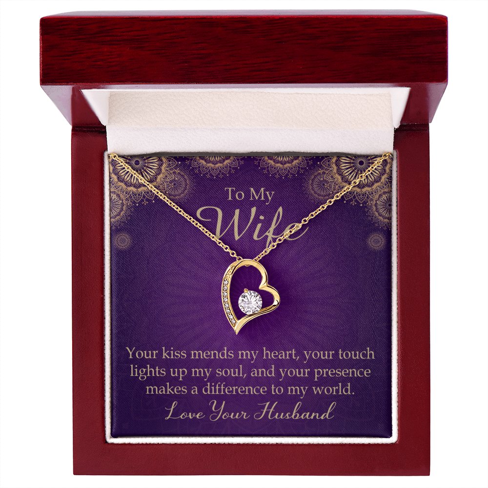 To My Wife Your Kiss Mends My Heart Forever Necklace w Message Card-Express Your Love Gifts