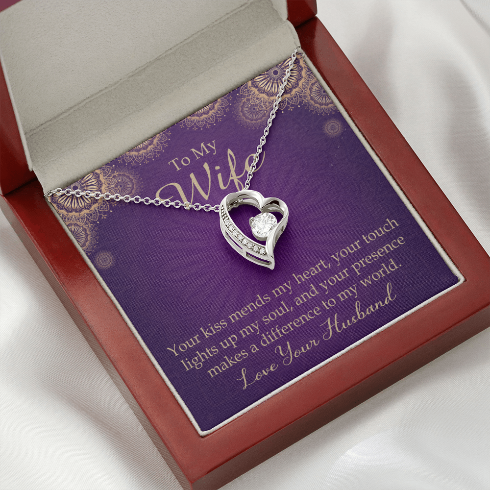 To My Wife Your Kiss Mends My Heart Forever Necklace w Message Card-Express Your Love Gifts