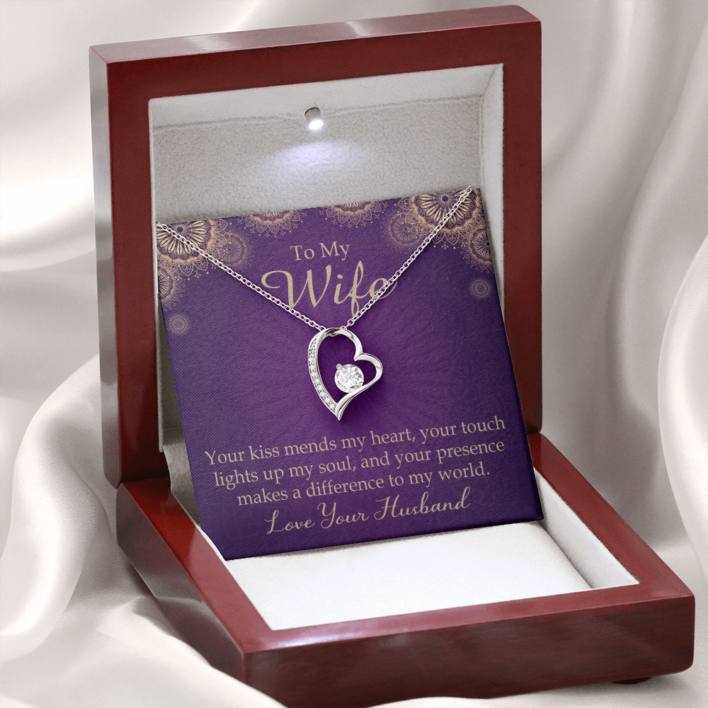 To My Wife Your Kiss Mends My Heart Forever Necklace w Message Card-Express Your Love Gifts