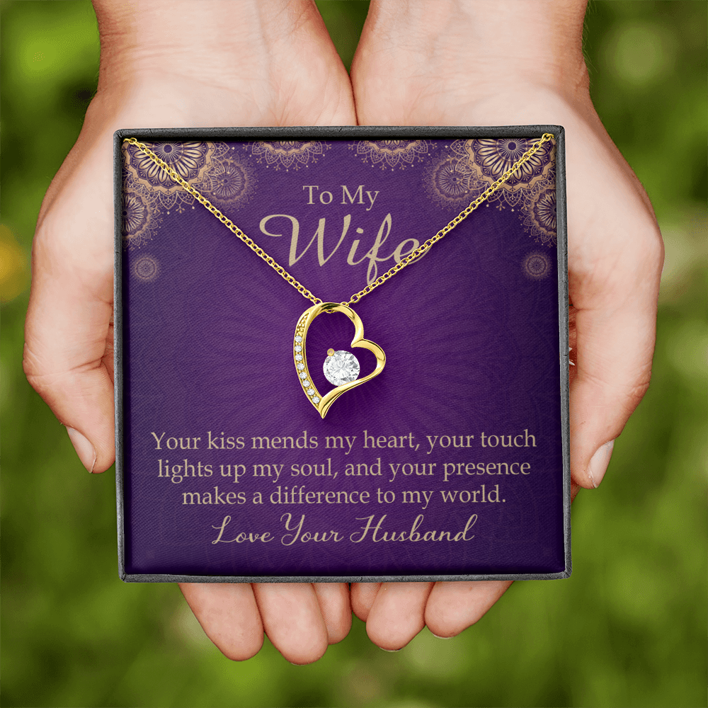 To My Wife Your Kiss Mends My Heart Forever Necklace w Message Card-Express Your Love Gifts