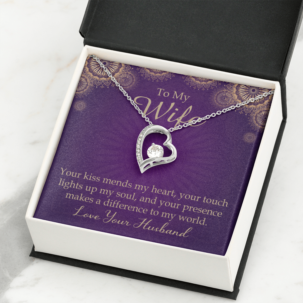 To My Wife Your Kiss Mends My Heart Forever Necklace w Message Card-Express Your Love Gifts