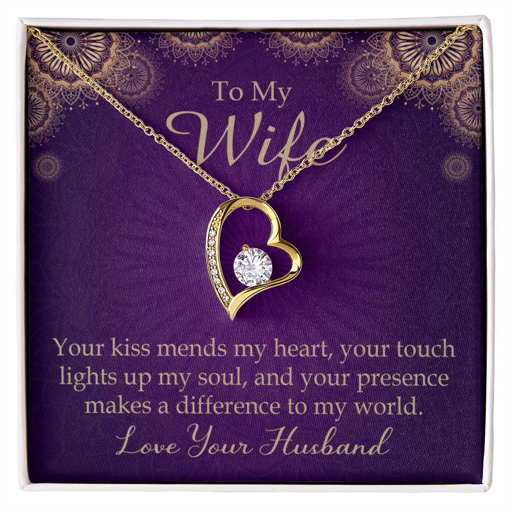 To My Wife Your Kiss Mends My Heart Forever Necklace w Message Card-Express Your Love Gifts