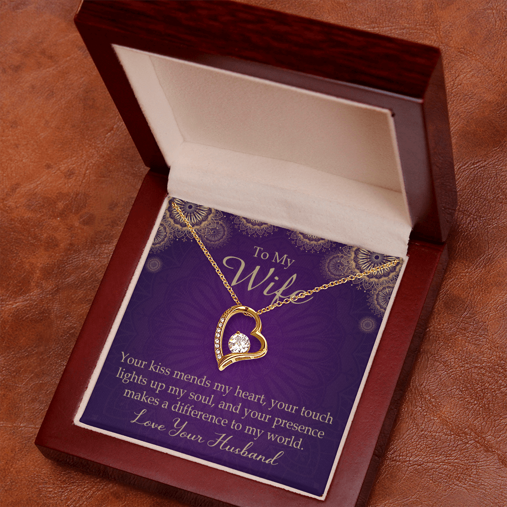 To My Wife Your Kiss Mends My Heart Forever Necklace w Message Card-Express Your Love Gifts