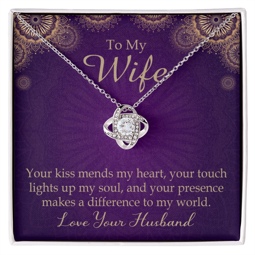 To My Wife Your Kiss Mends My Heart Infinity Knot Necklace Message Card-Express Your Love Gifts