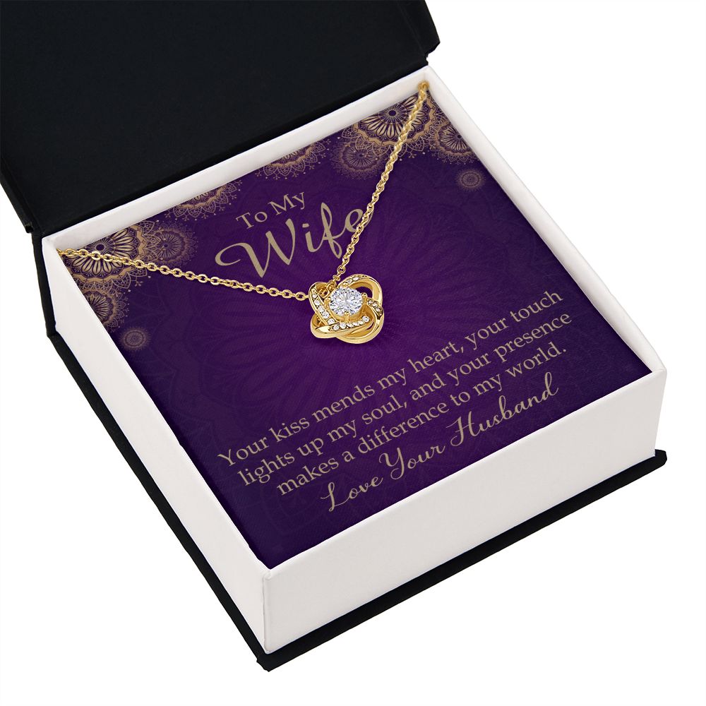 To My Wife Your Kiss Mends My Heart Infinity Knot Necklace Message Card-Express Your Love Gifts