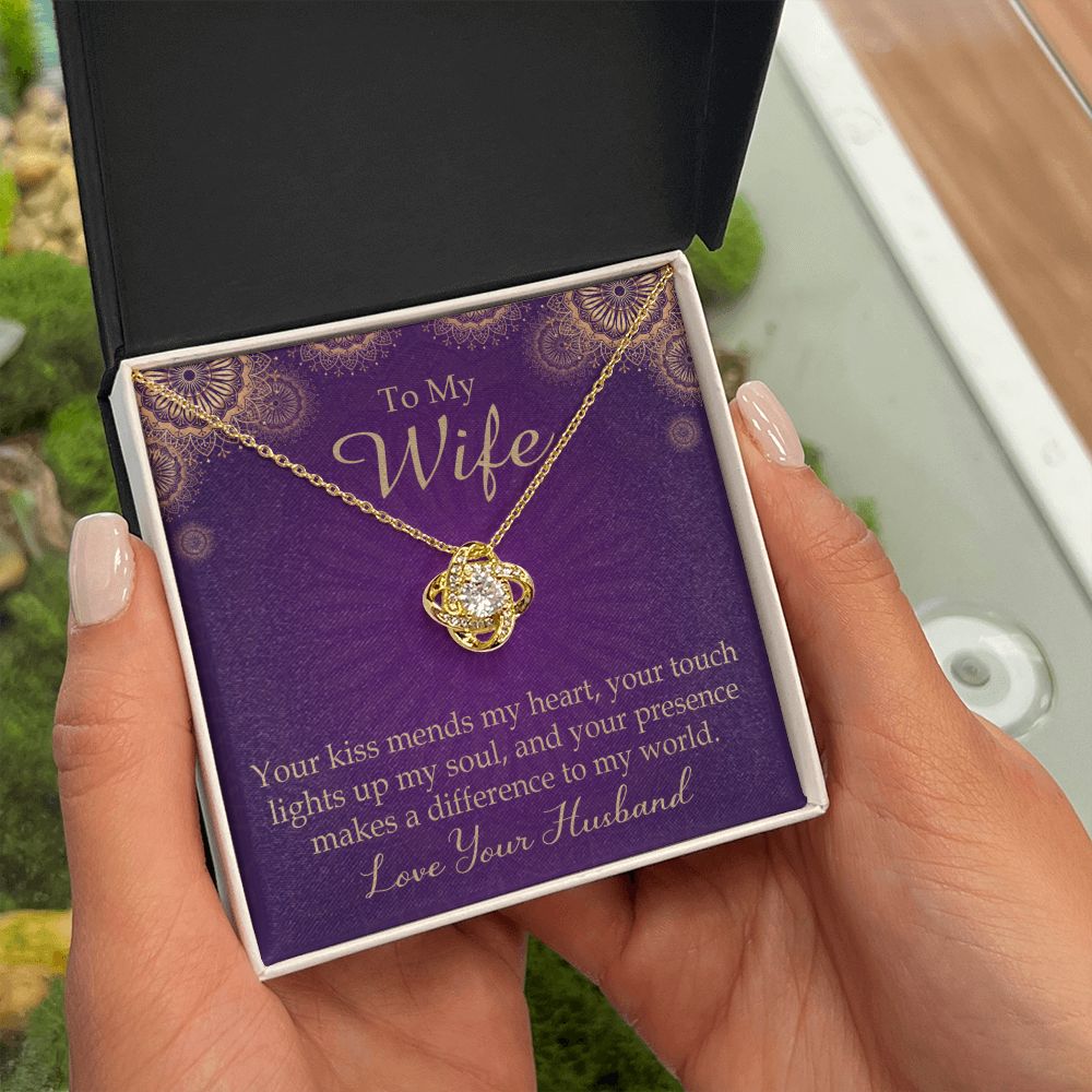 To My Wife Your Kiss Mends My Heart Infinity Knot Necklace Message Card-Express Your Love Gifts