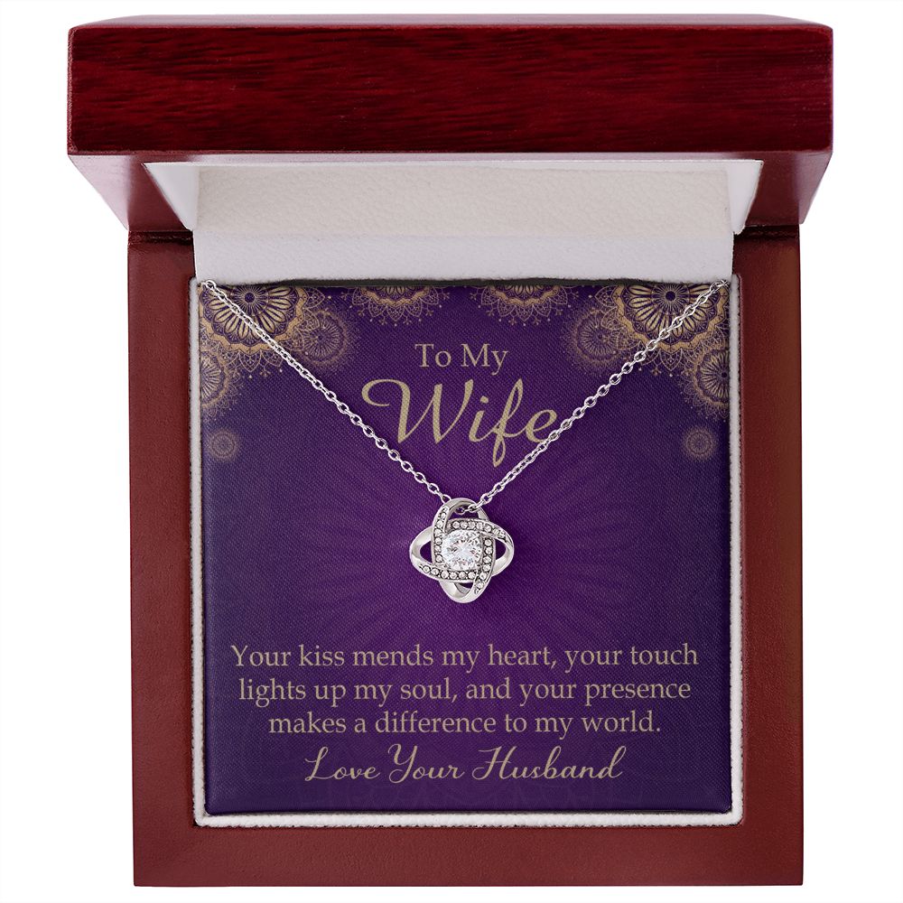 To My Wife Your Kiss Mends My Heart Infinity Knot Necklace Message Card-Express Your Love Gifts