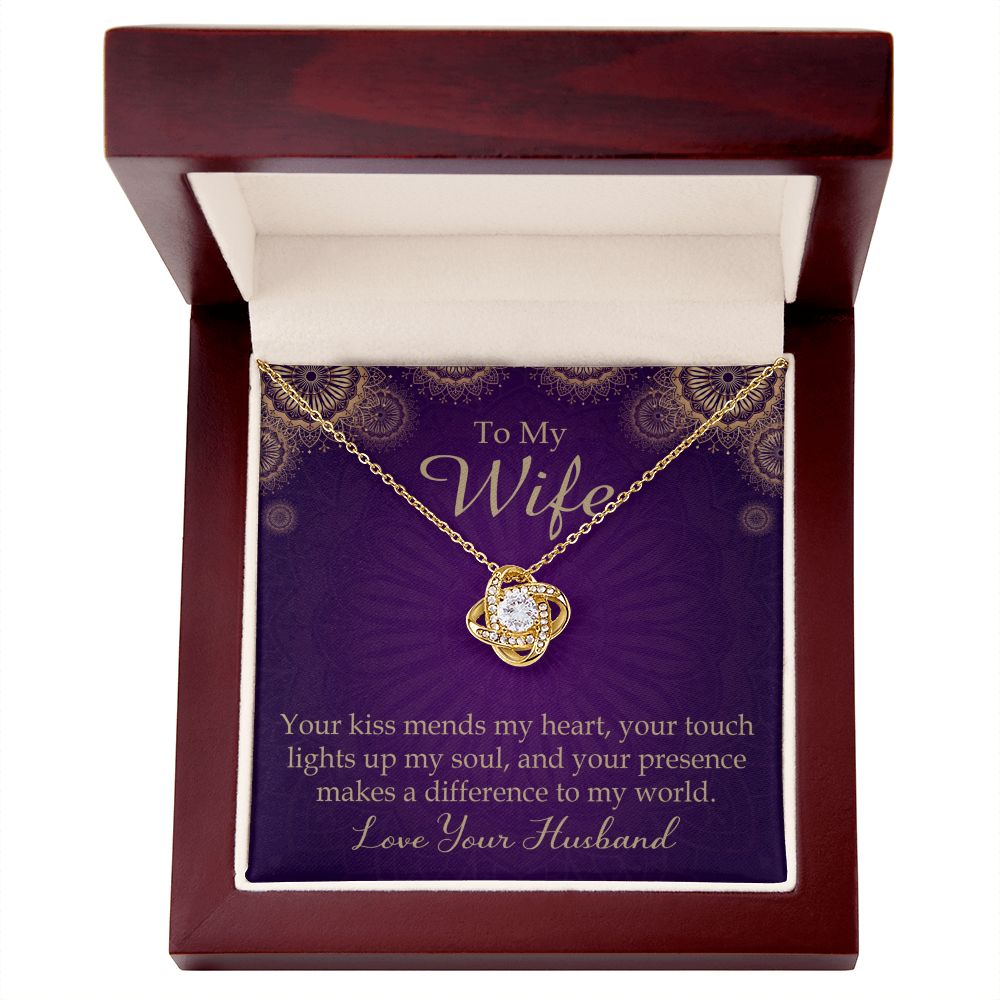 To My Wife Your Kiss Mends My Heart Infinity Knot Necklace Message Card-Express Your Love Gifts