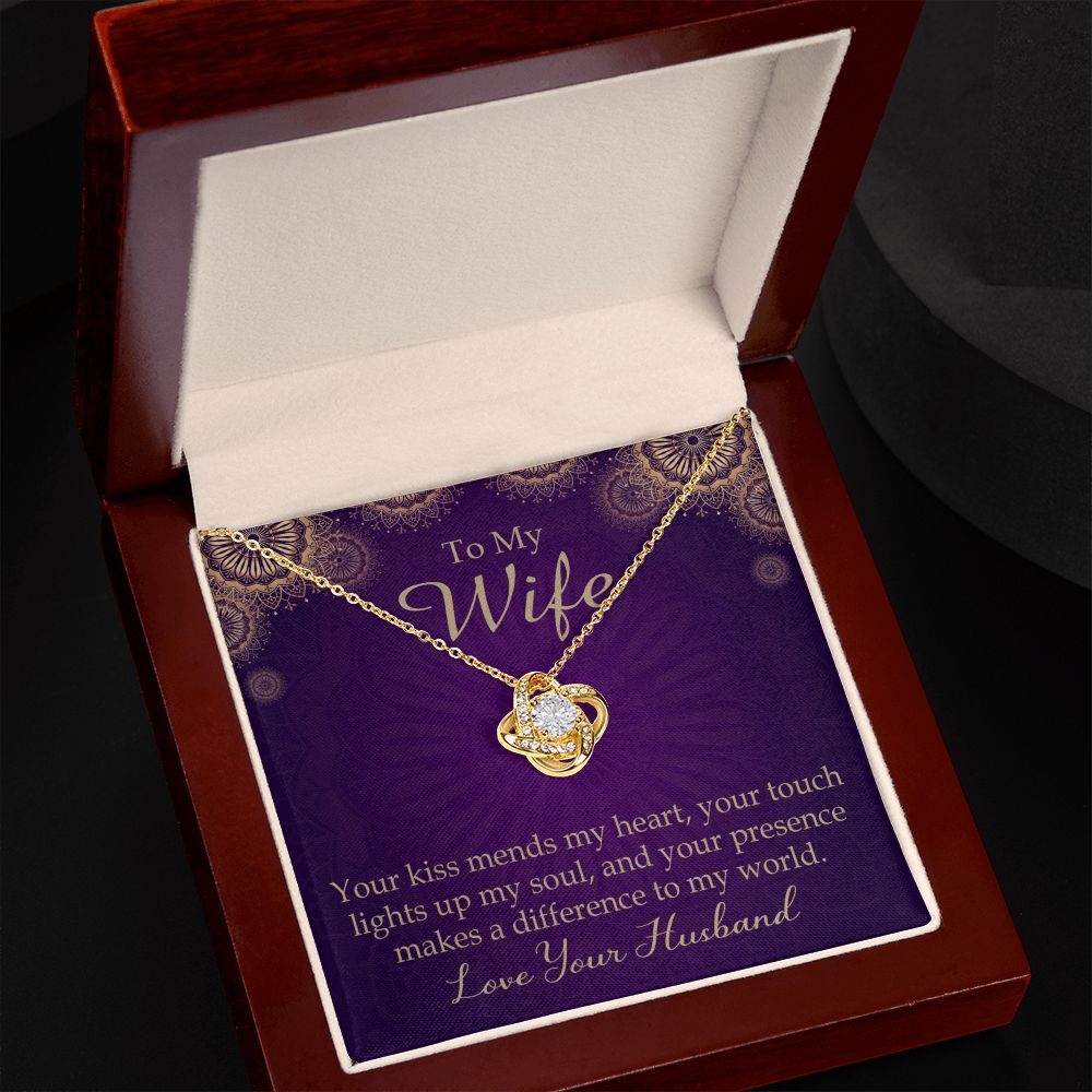 To My Wife Your Kiss Mends My Heart Infinity Knot Necklace Message Card-Express Your Love Gifts