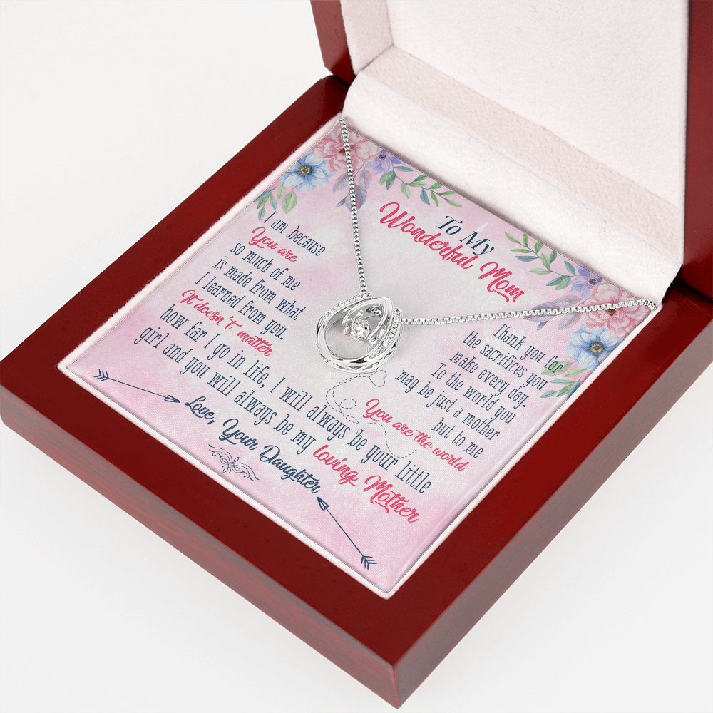 To My Wonderful Mom Your Are Lucky Horseshoe Necklace Message Card 14k w CZ Crystals-Express Your Love Gifts