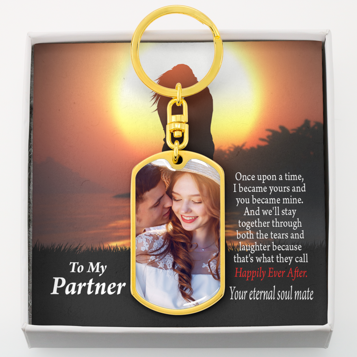 To Partner Personalized My One And Only Happily Ever After Dog Tag Pendant Keychain Stainless Steel or 18k Gold-Express Your Love Gifts