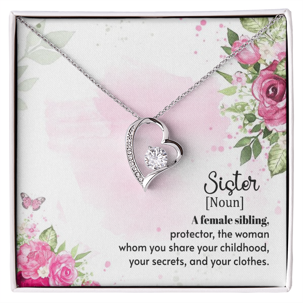 To Sister A Female Sibling Forever Necklace w Message Card-Express Your Love Gifts