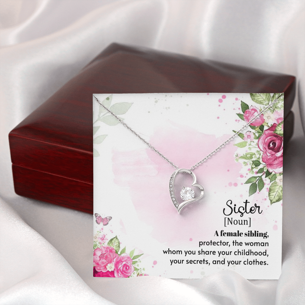 To Sister A Female Sibling Forever Necklace w Message Card-Express Your Love Gifts