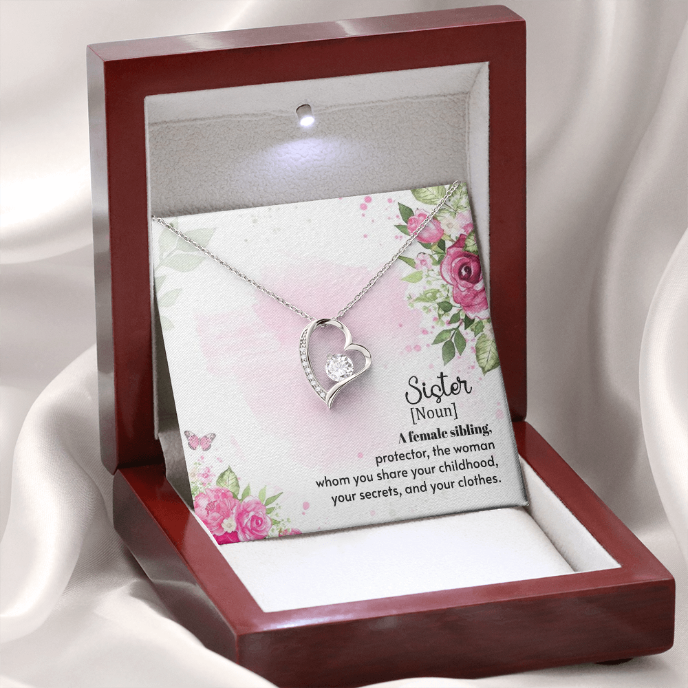 To Sister A Female Sibling Forever Necklace w Message Card-Express Your Love Gifts