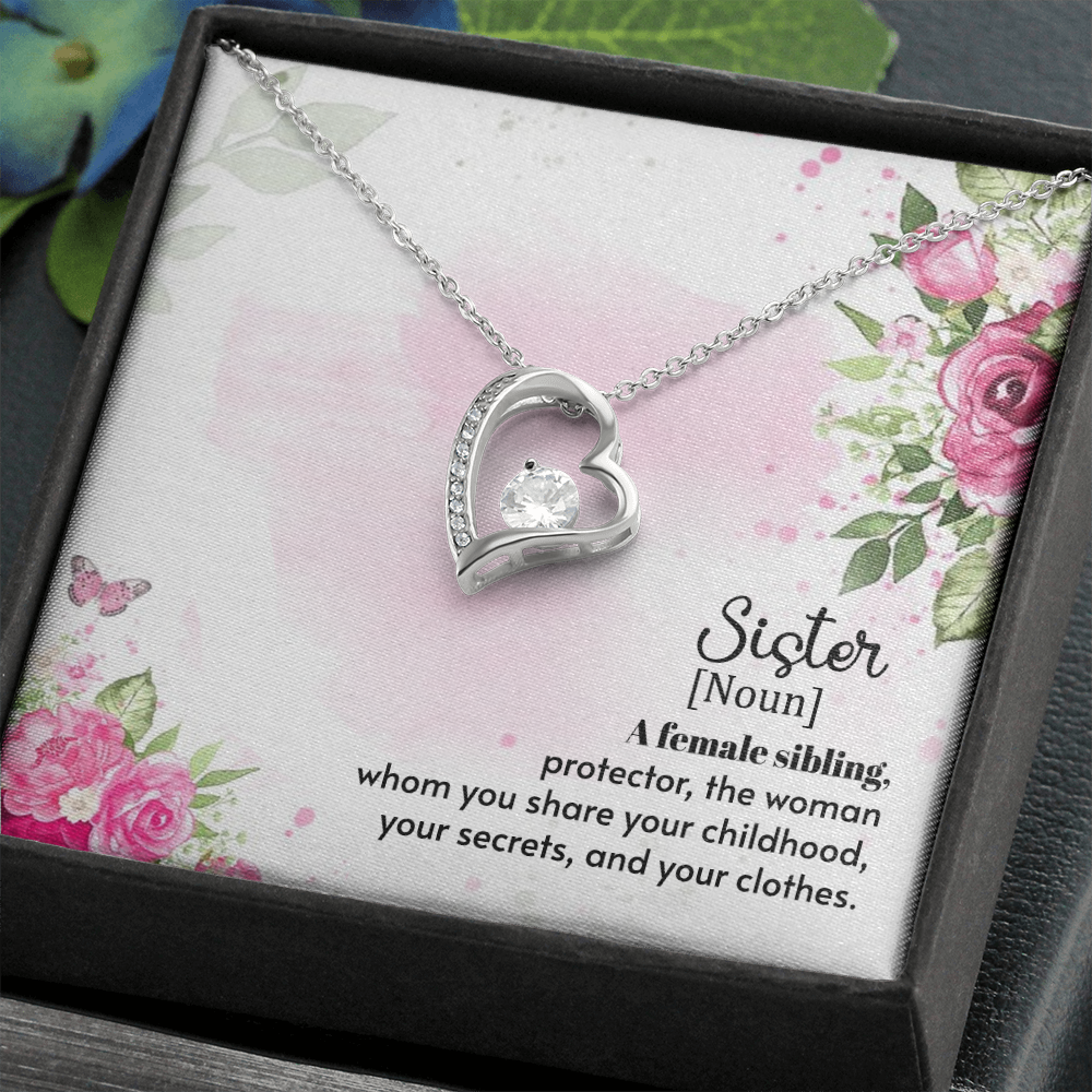 To Sister A Female Sibling Forever Necklace w Message Card-Express Your Love Gifts