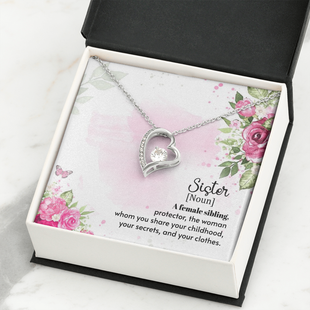 To Sister A Female Sibling Forever Necklace w Message Card-Express Your Love Gifts