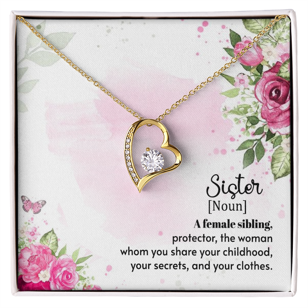 To Sister A Female Sibling Forever Necklace w Message Card-Express Your Love Gifts