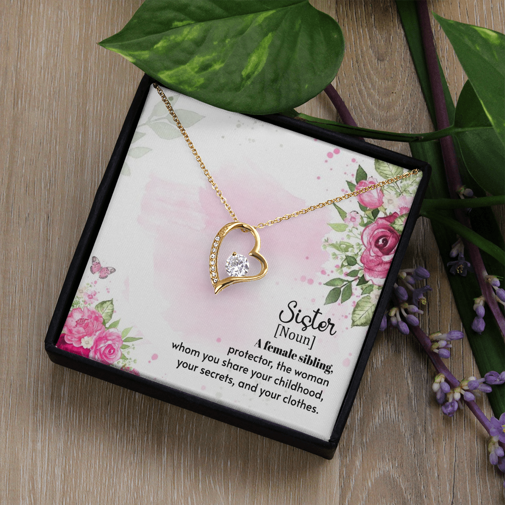 To Sister A Female Sibling Forever Necklace w Message Card-Express Your Love Gifts