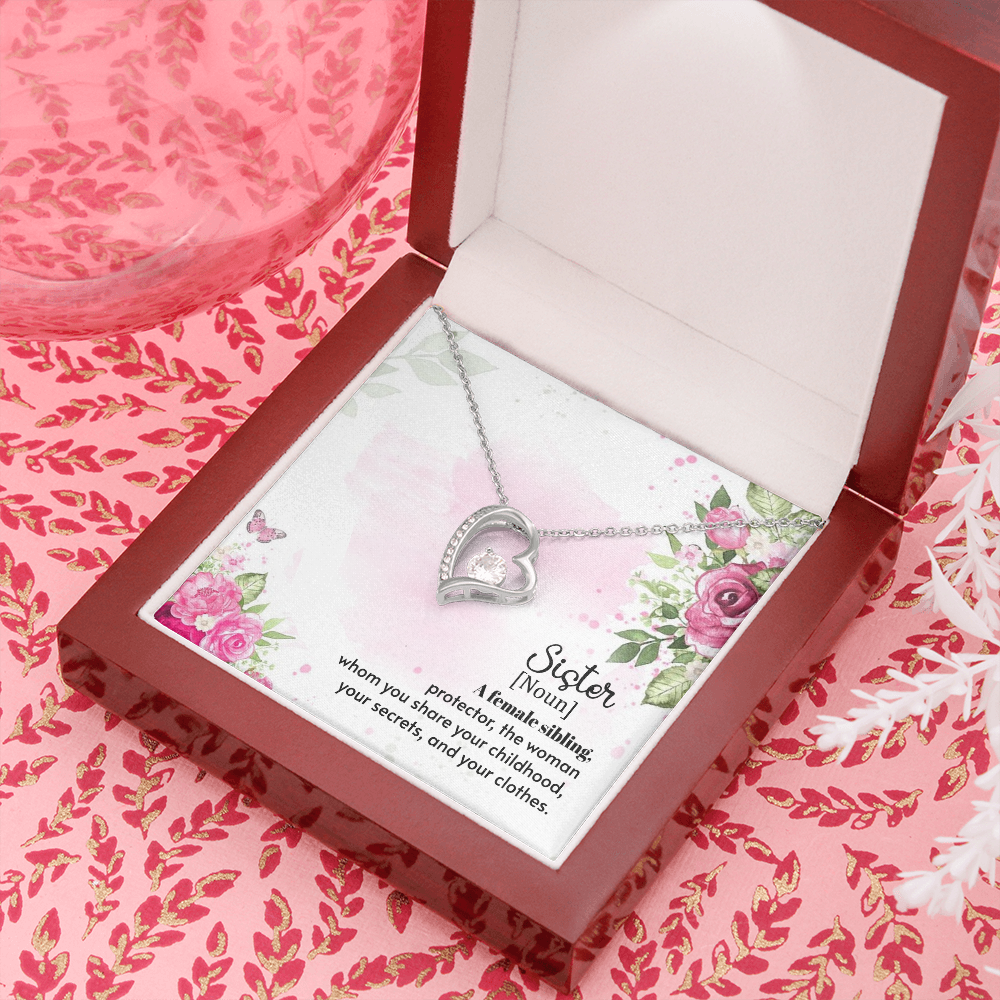 To Sister A Female Sibling Forever Necklace w Message Card-Express Your Love Gifts