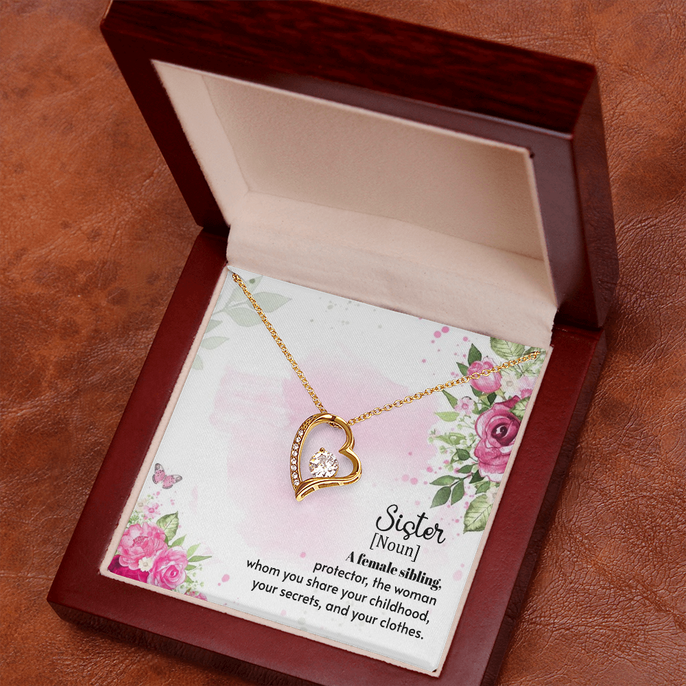 To Sister A Female Sibling Forever Necklace w Message Card-Express Your Love Gifts