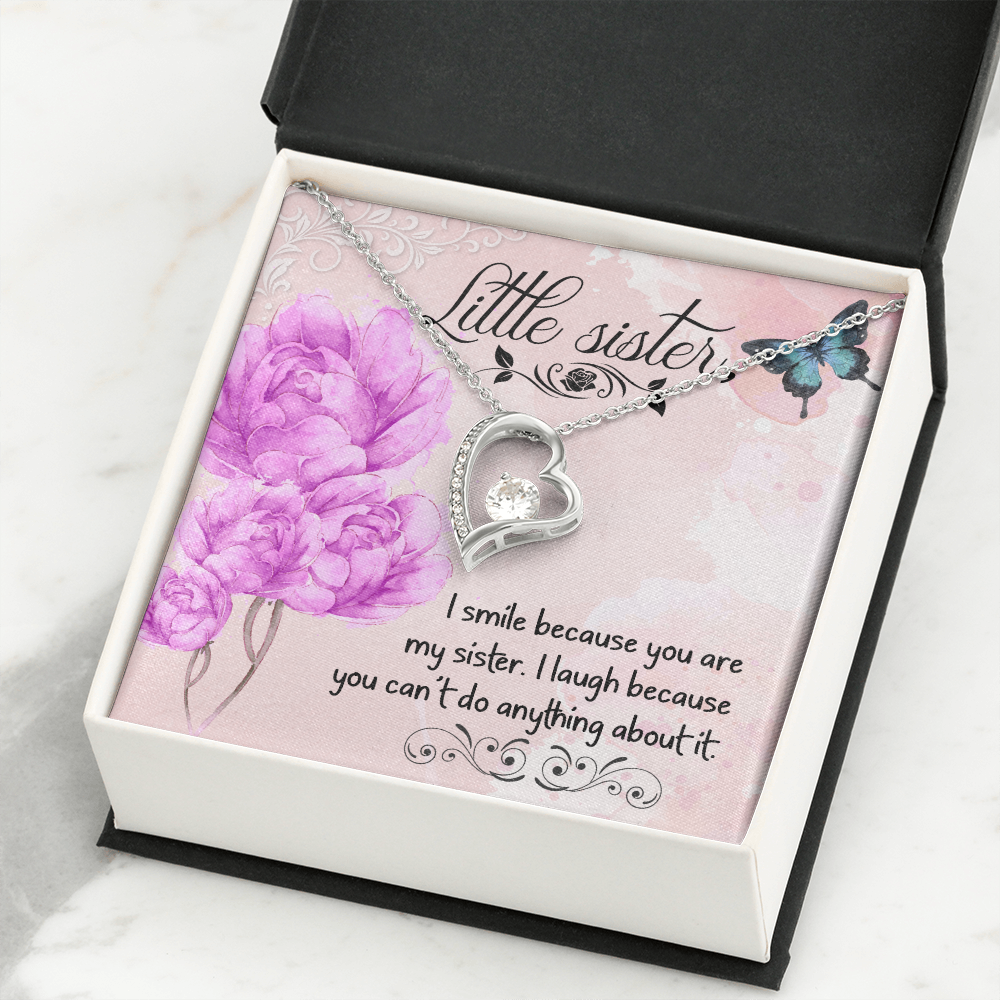 To Sister I Smile Because You Are My Sister Forever Necklace w Message Card-Express Your Love Gifts