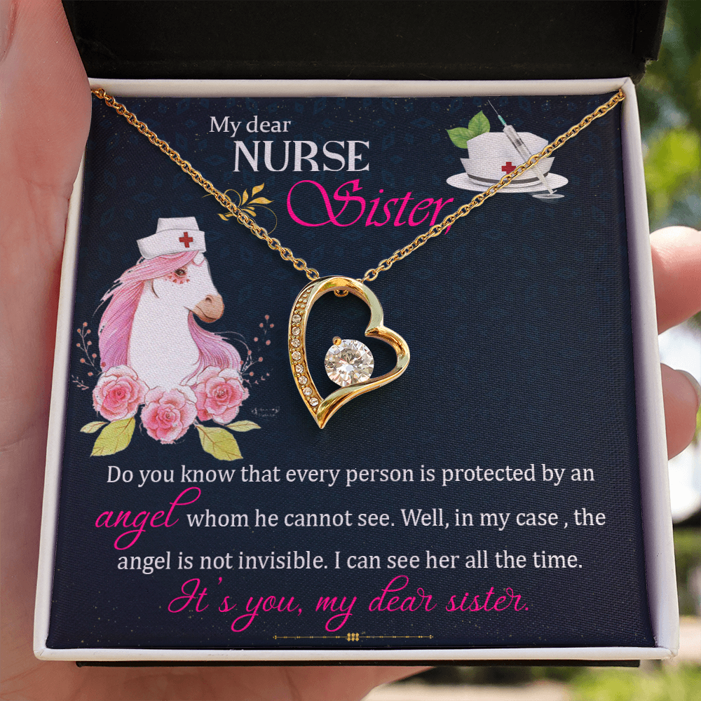 To Sister My Dear Nurse Sister Forever Necklace w Message Card-Express Your Love Gifts