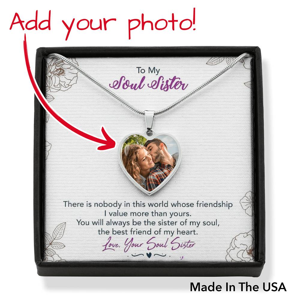 To Sister Personalized My Soul Sister Stainless Steel or 18k Gold Heart Pendant Necklace 18-22"-Express Your Love Gifts