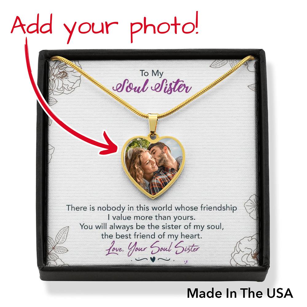 To Sister Personalized My Soul Sister Stainless Steel or 18k Gold Heart Pendant Necklace 18-22"-Express Your Love Gifts