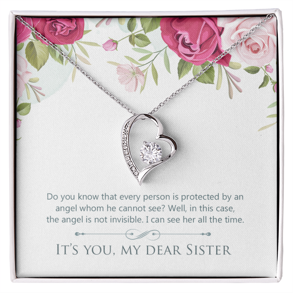 To Sister Protected by Angel Forever Necklace w Message Card-Express Your Love Gifts