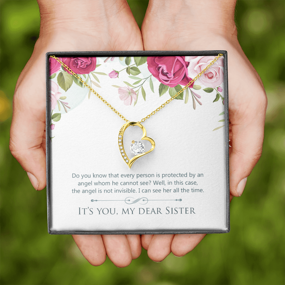To Sister Protected by Angel Forever Necklace w Message Card-Express Your Love Gifts