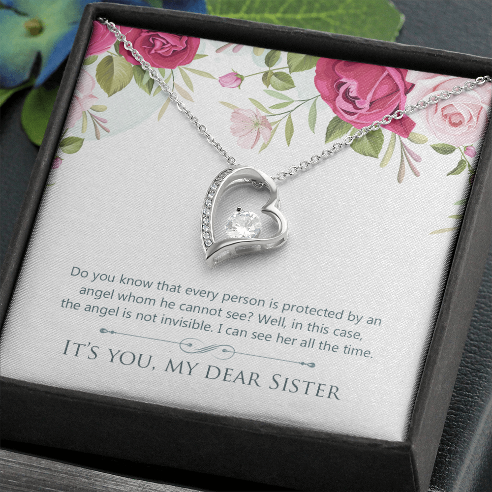 To Sister Protected by Angel Forever Necklace w Message Card-Express Your Love Gifts