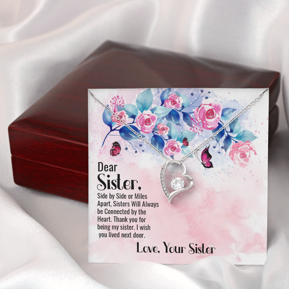 To Sister Side by Side Forever Necklace w Message Card-Express Your Love Gifts