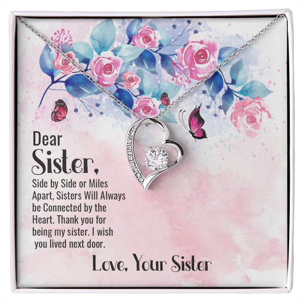 To Sister Side by Side Forever Necklace w Message Card-Express Your Love Gifts