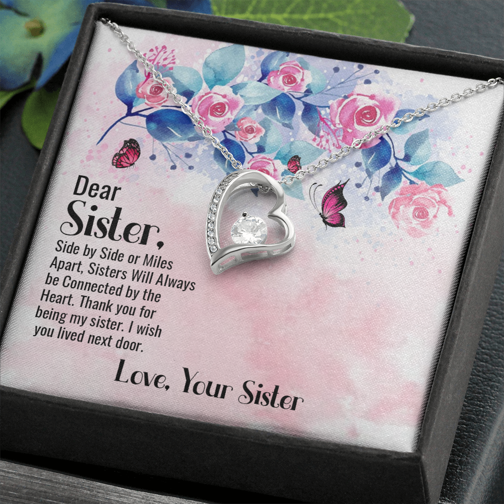 To Sister Side by Side Forever Necklace w Message Card-Express Your Love Gifts