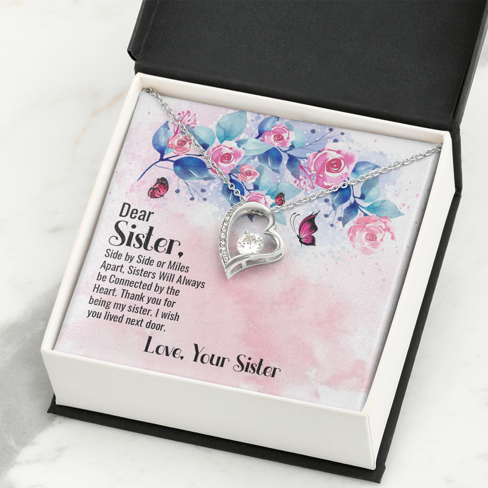 To Sister Side by Side Forever Necklace w Message Card-Express Your Love Gifts