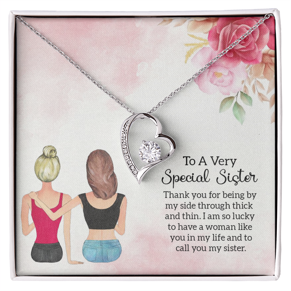 To Sister Special Sister Forever Necklace w Message Card-Express Your Love Gifts