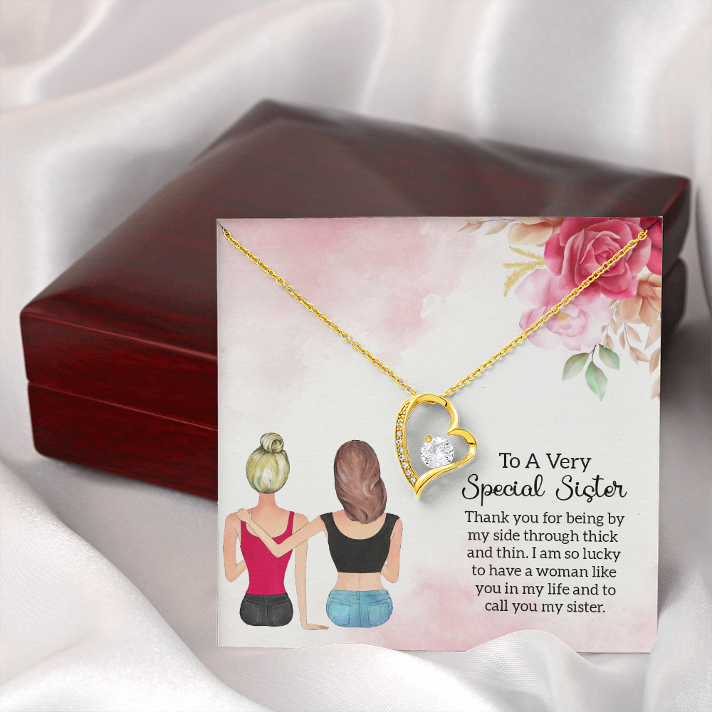 To Sister Special Sister Forever Necklace w Message Card-Express Your Love Gifts