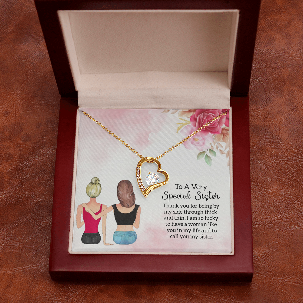 for My Beautiful Sister Necklace Gift | to My Sister Gifts 18K Yellow Gold Finish / Standard Box