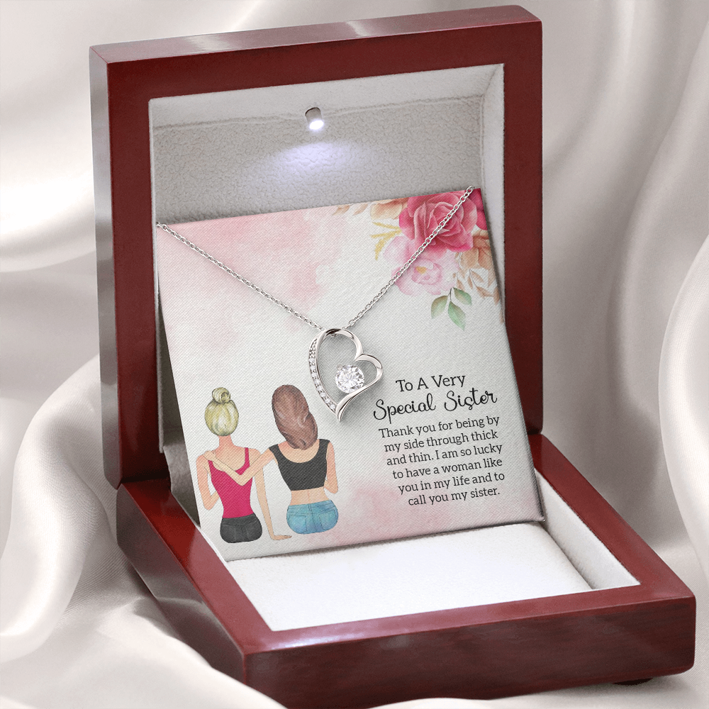 To Sister Special Sister Forever Necklace w Message Card-Express Your Love Gifts