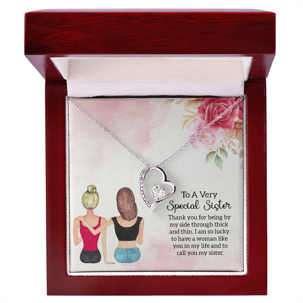 To Sister Special Sister Forever Necklace w Message Card-Express Your Love Gifts