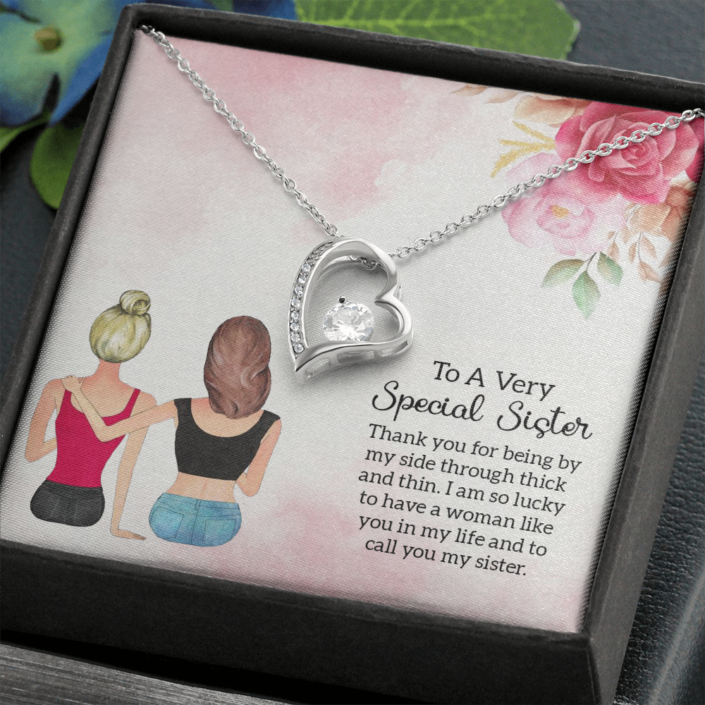 To Sister Special Sister Forever Necklace w Message Card-Express Your Love Gifts