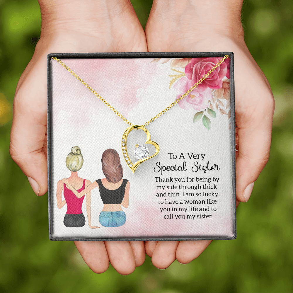 To Sister Special Sister Forever Necklace w Message Card-Express Your Love Gifts