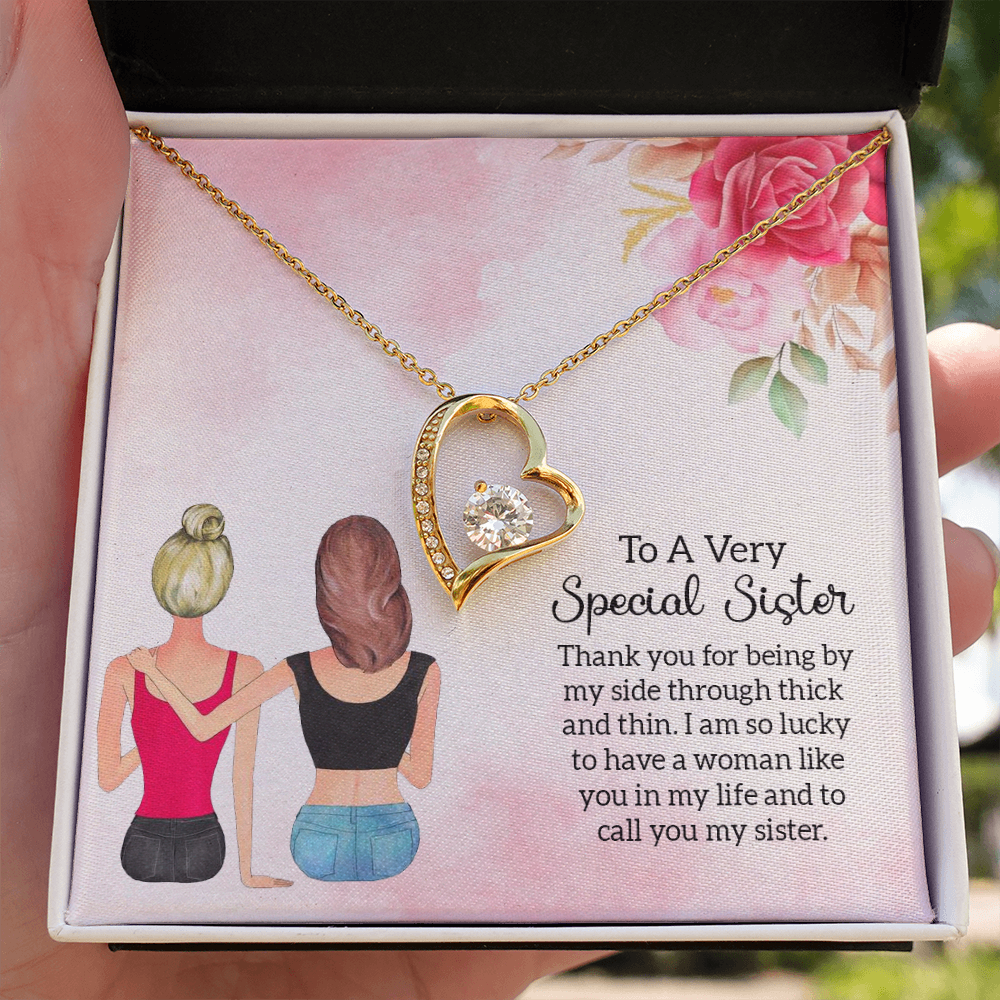 To Sister Special Sister Forever Necklace w Message Card-Express Your Love Gifts